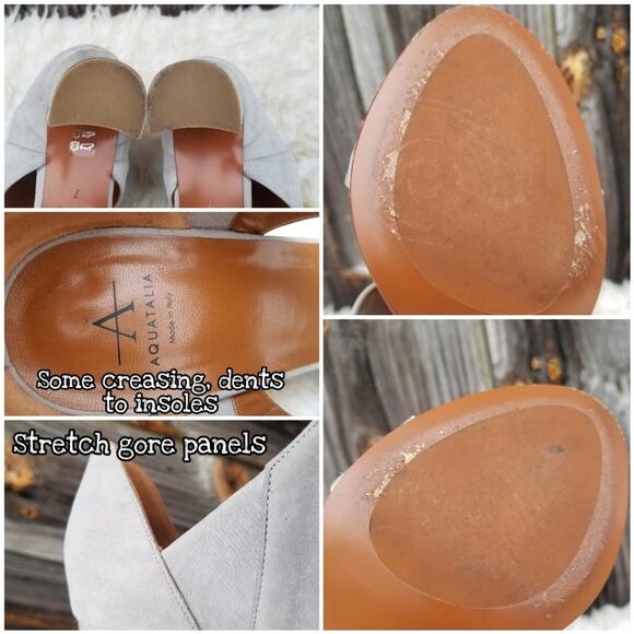 Gray Suede Heeled Dress Sandals Aquatalia Suzanne Size 7 Sueded Leather Open Toe - Picture 10 of 14